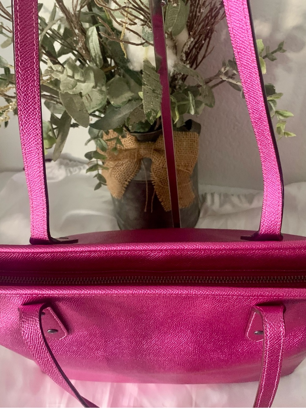 RARE Coach Metallic Fuchsia  City Tote with HARD TO FIND - Picture 4 of 8